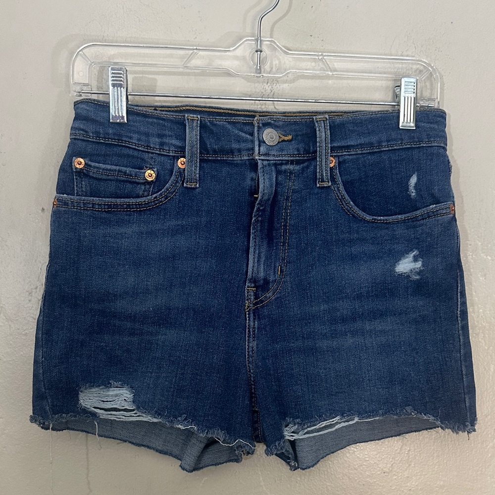 Levi's Dark Blue Distressed Jean Shorts
